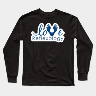 Love Reflexology - (white outline) blue font Long Sleeve T-Shirt